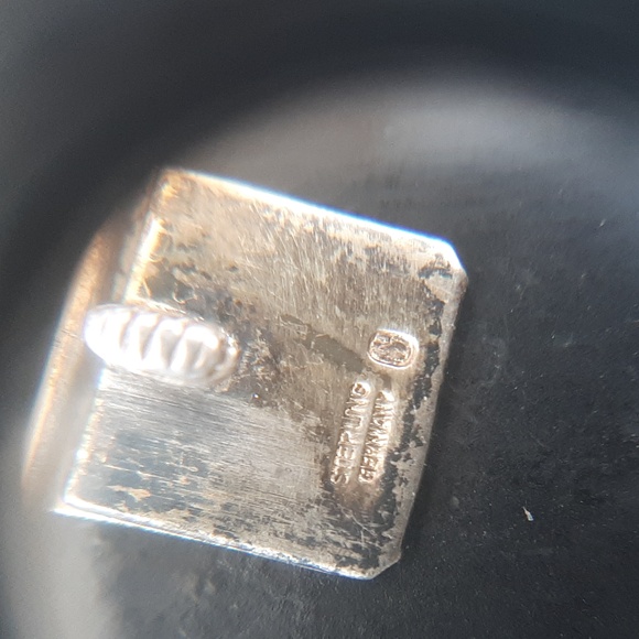 Antique Sterling Germany jade filligree bracelet - Picture 3 of 5